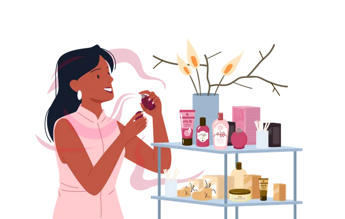 Femme dans une parfumerie  Illustration