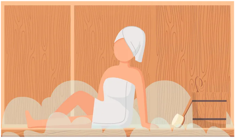 Femme dans un sauna  Illustration