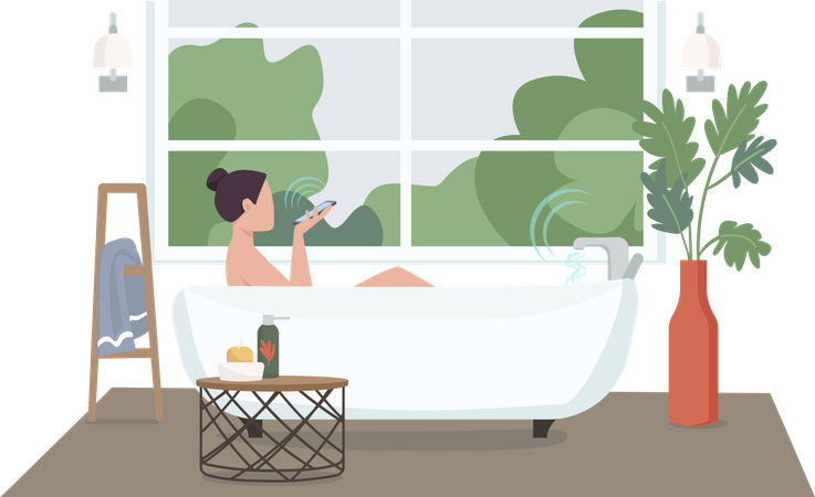 Femme dans une salle de bain automatisée  Illustration
