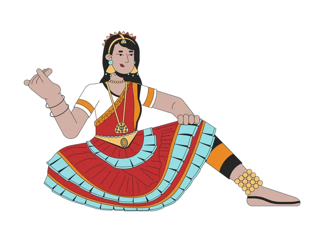 Danseuse bharatanatyam sur Deepavali  Illustration