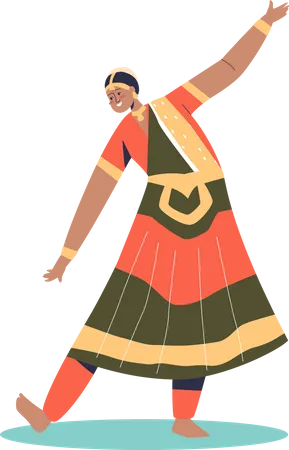 Danseuse portant des vêtements traditionnels indiens  Illustration