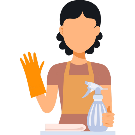 Femme de ménage, nettoyage  Illustration