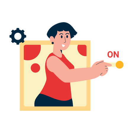 Femme définissant le statut sur actif  Illustration