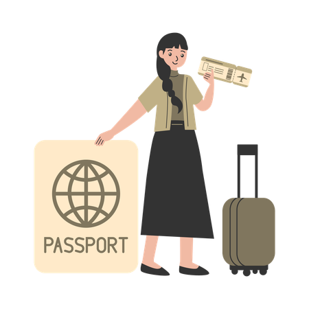 Une femme demande un visa international  Illustration