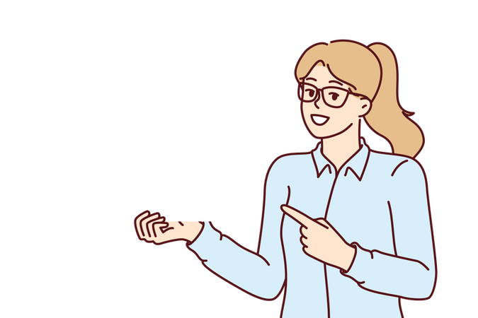 Une femme démontre des services cloud  Illustration