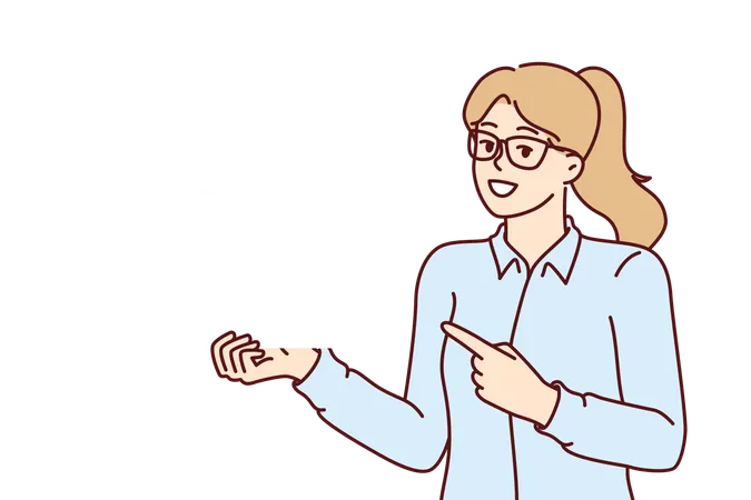 Une femme démontre des services cloud  Illustration