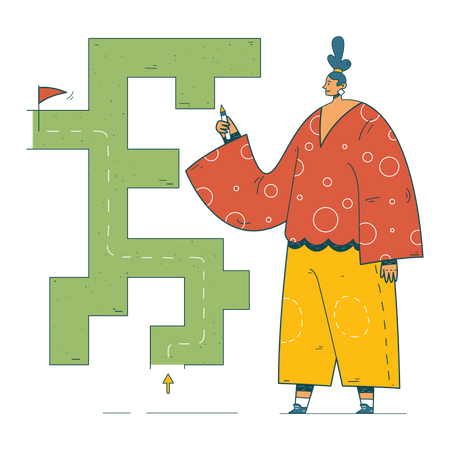 Une femme dessine un plan de projet  Illustration
