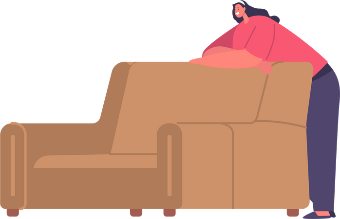 Femme détendue, canapé confortable inclinable  Illustration