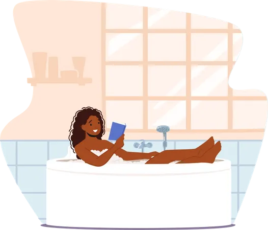 Femme relaxante dans la baignoire  Illustration