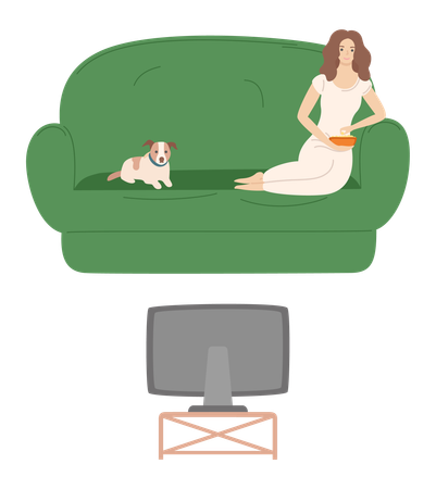 Femme relaxante sur un canapé  Illustration