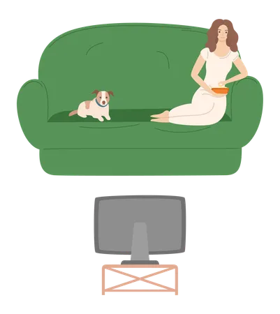 Femme relaxante sur un canapé  Illustration