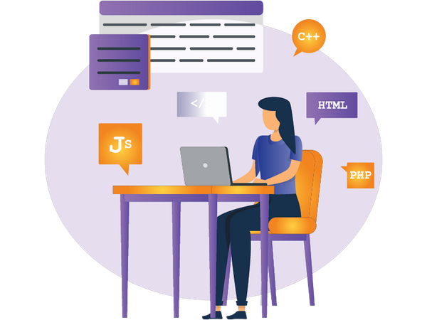 Femme développeur Création de site Web  Illustration
