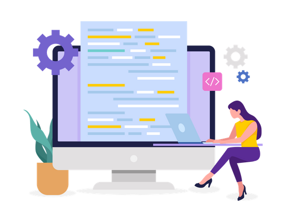Développeuse faisant de la programmation  Illustration