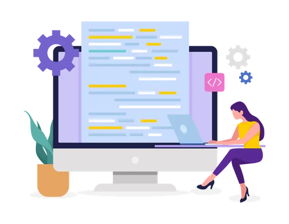 Développeuse faisant de la programmation  Illustration