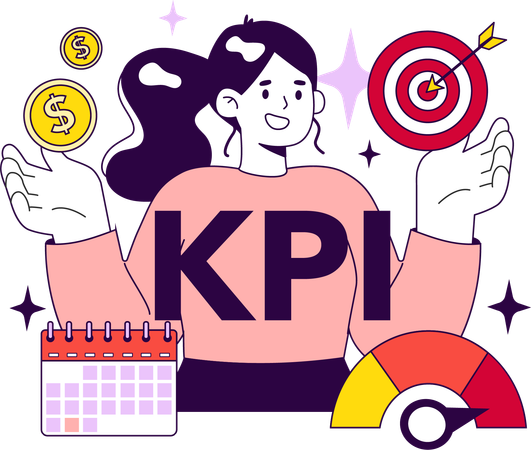 Développeuse travaillant sur KPI  Illustration