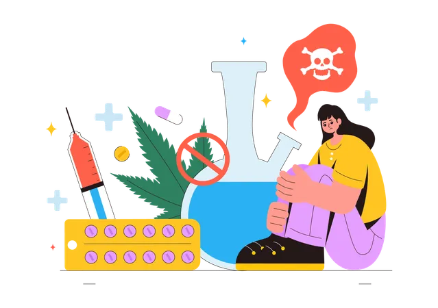 Une femme devient toxicomane  Illustration