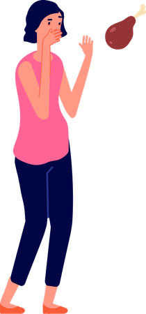 Femme disant non à la viande  Illustration