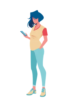 Femme discutant sur les réseaux sociaux  Illustration