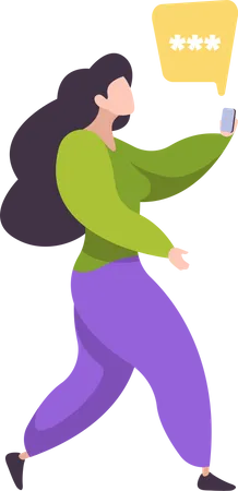 Femme discutant sur smartphone  Illustration