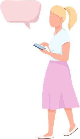 Femme discutant sur téléphone portable  Illustration