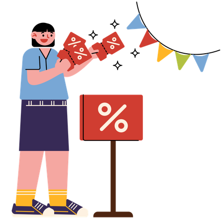 Une femme distribue des coupons de réduction  Illustration