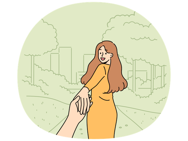 Une femme dit qu'elle me suit et emmène son petit ami au parc pour un moment amical  Illustration