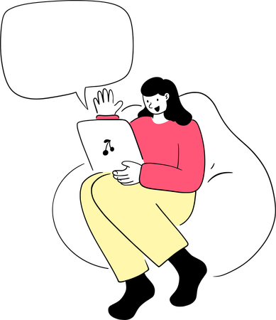 Une femme fait une conférence téléphonique par vidéoconférence  Illustration