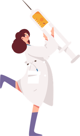 Femme médecin avec seringue  Illustration