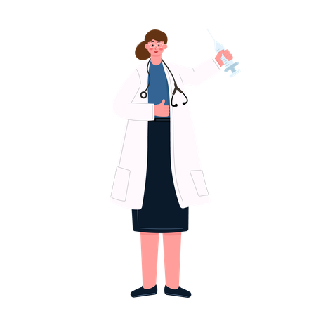 Femme médecin tenant l'injection  Illustration