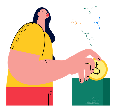 Femme donnant de l'argent  Illustration