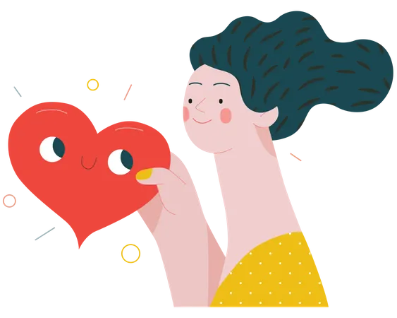 Femme donnant un coeur  Illustration