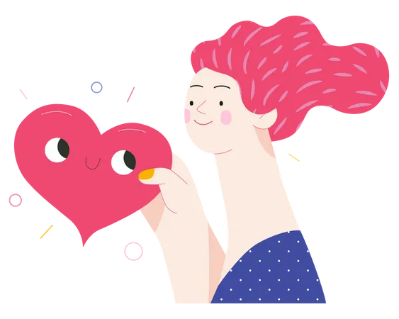 Femme donnant un coeur  Illustration