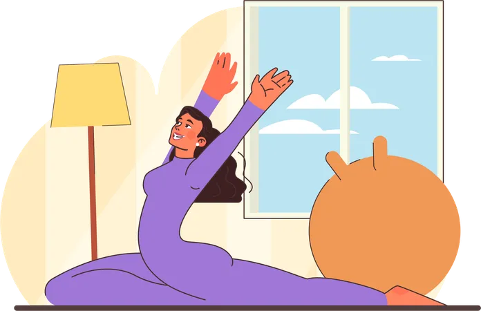 La femme donne des poses de yoga  Illustration