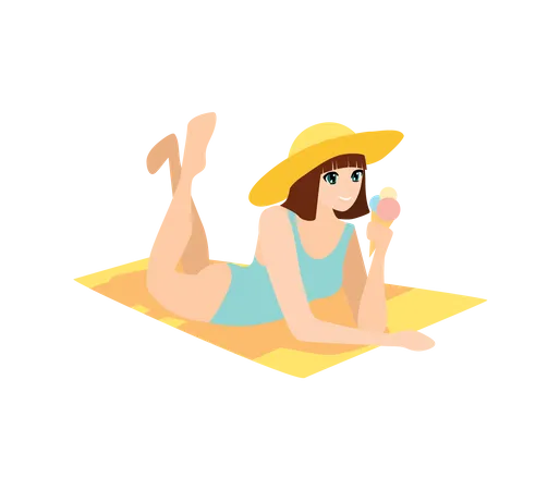 Femme dormant à la plage  Illustration