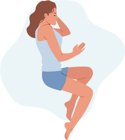 Femme dormant avec les jambes pliées  Illustration