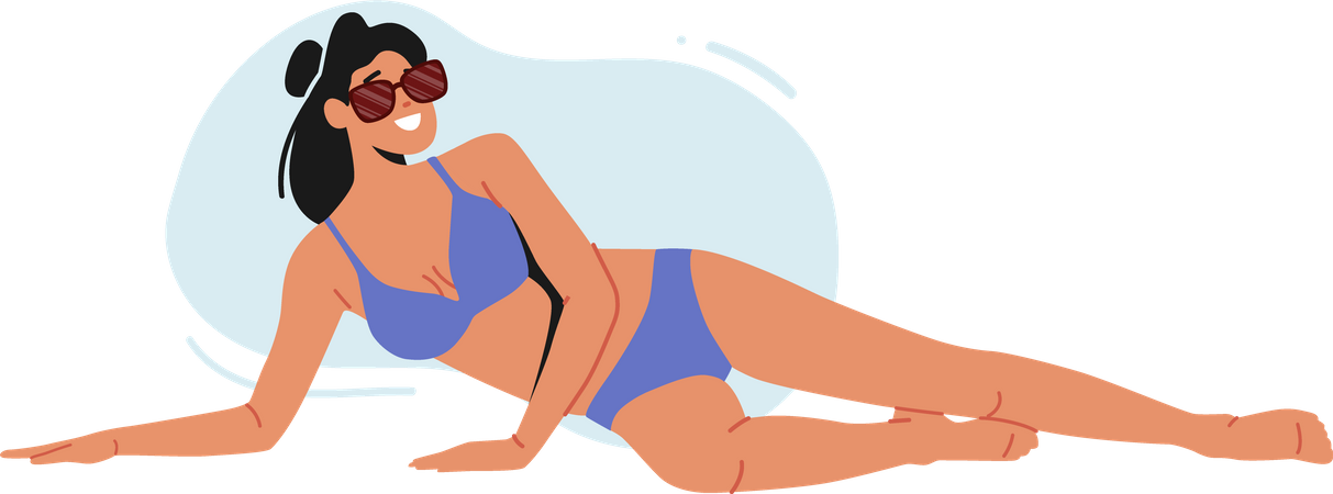 Femme dormant en portant un maillot de bain  Illustration
