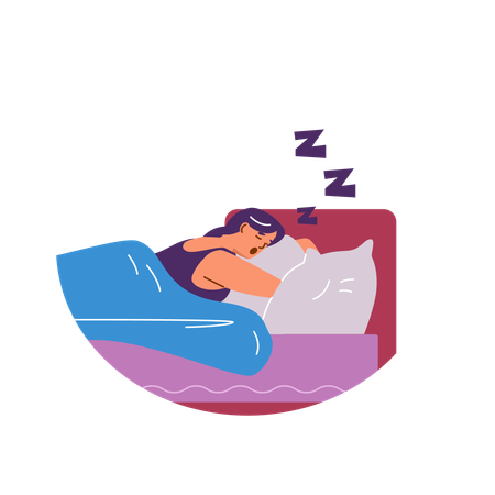 Femme qui dort et ronfle pendant son sommeil  Illustration