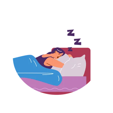 Femme qui dort et ronfle pendant son sommeil  Illustration