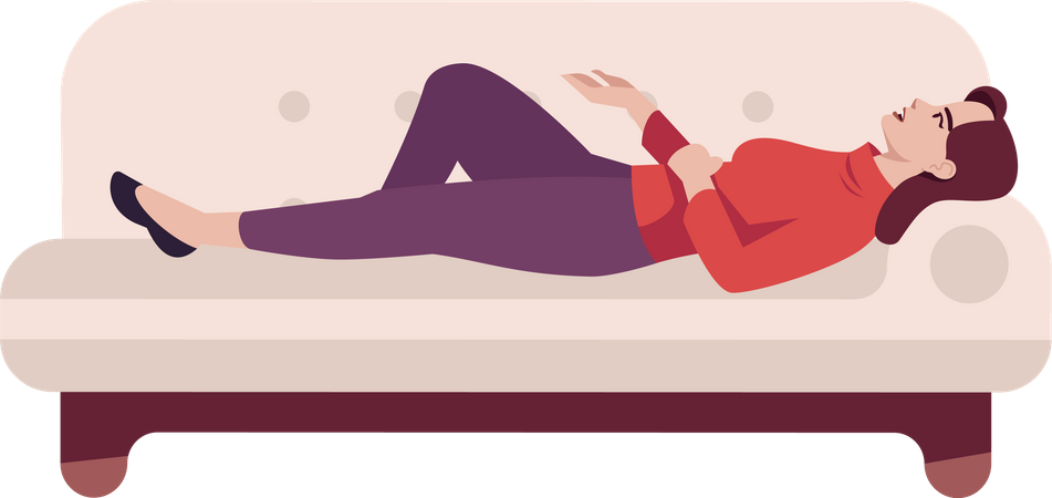 Femme qui dort sur un canapé  Illustration