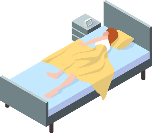 Femme qui dort sur le lit  Illustration