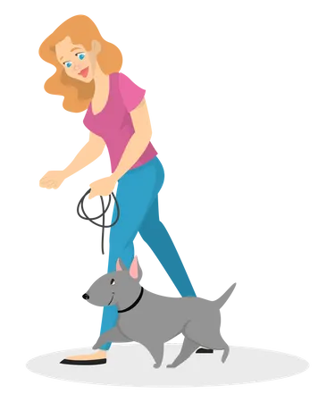 Femme dressant un chien  Illustration