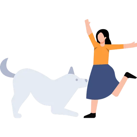 Femme dressant un chien  Illustration