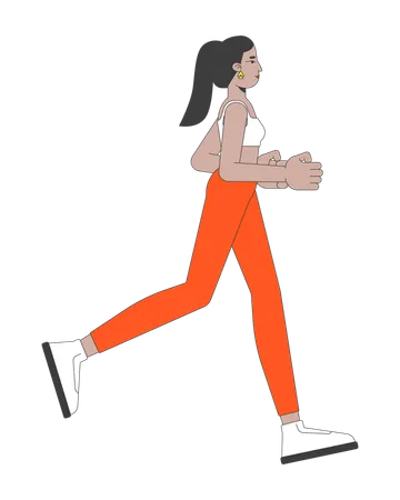 Une femme du Moyen-Orient fait du jogging en legging  Illustration