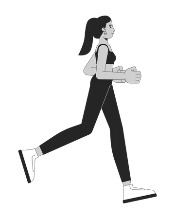 Une femme du Moyen-Orient fait du jogging en legging  Illustration