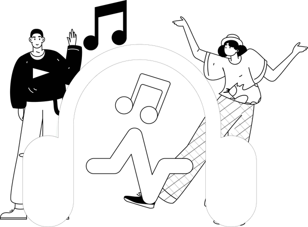 Femme écoutant de la musique  Illustration
