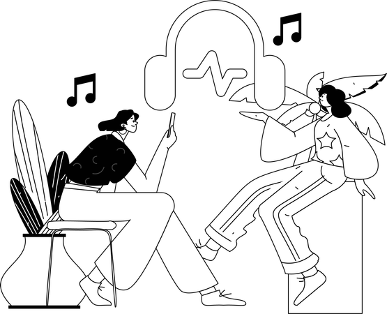 Femme écoutant de la musique  Illustration