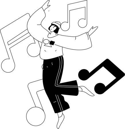 Femme écoutant de la musique  Illustration