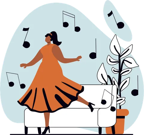 Femme écoutant de la musique  Illustration