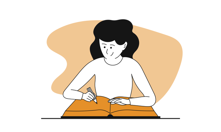 Femme écrivant des notes  Illustration