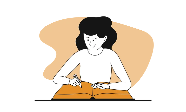 Femme écrivant des notes  Illustration